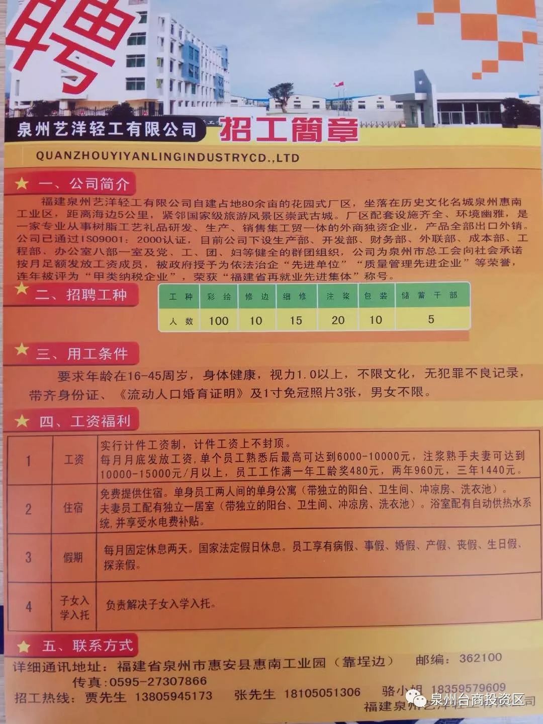 广东XX纺织有限公司招聘启事